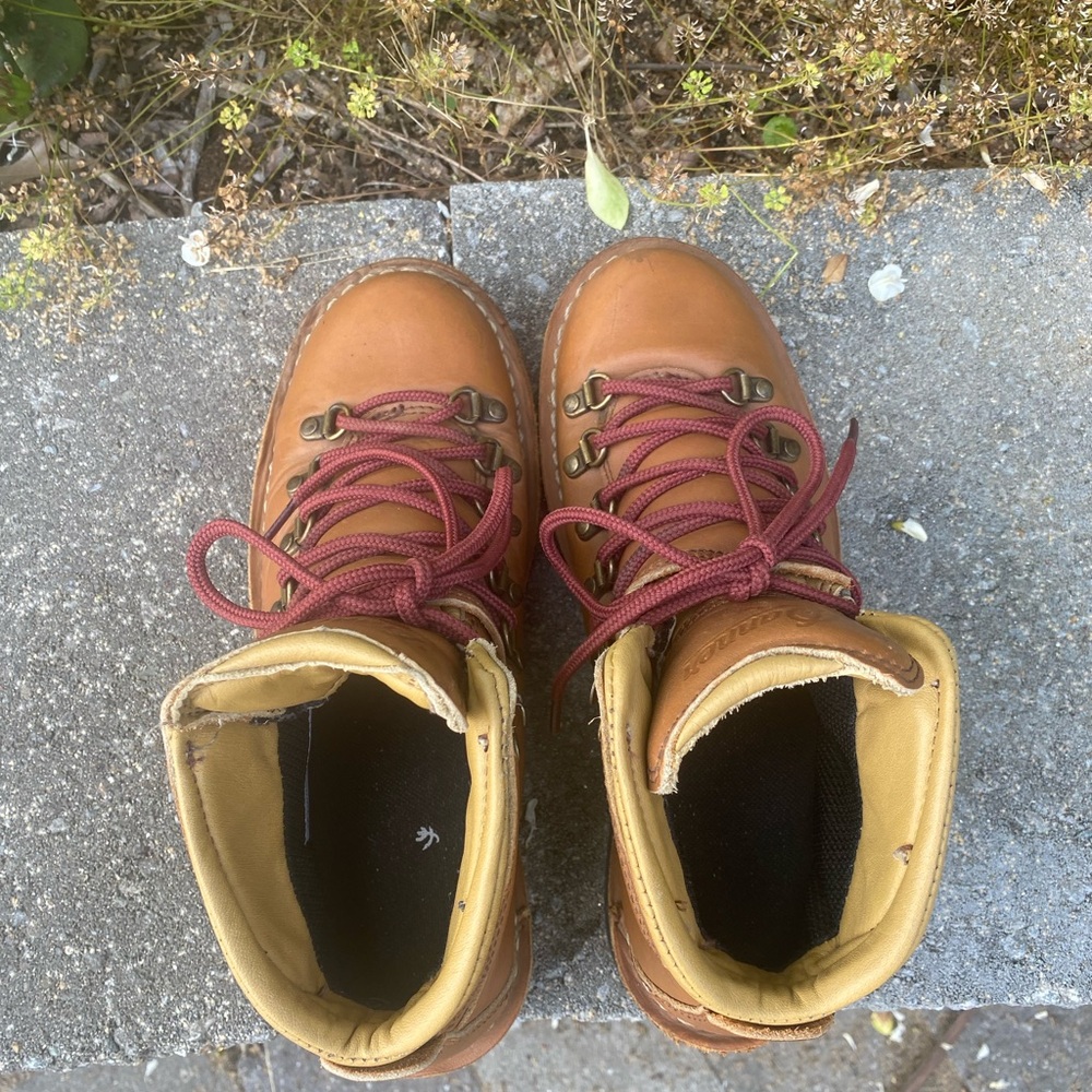 Danner Brown and Red Leather Boots Lace-Up Design